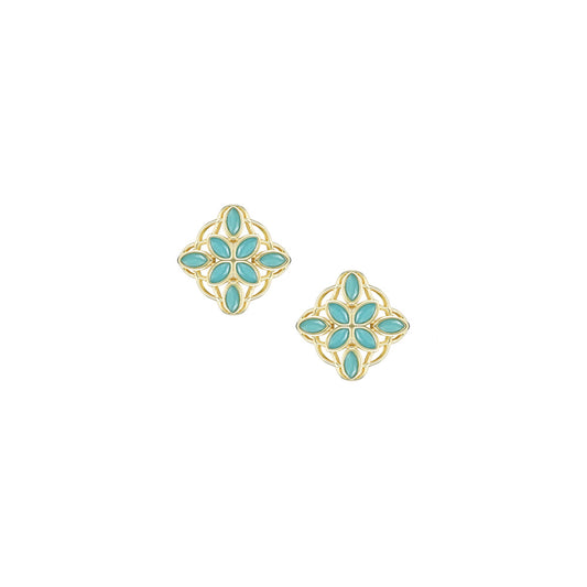 Bloom Stud Earrings in Aqua