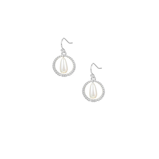 Sea Breeze Pearl Mini Drop Earrings in Silver
