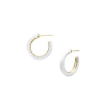 Eclipse Hoop Earrings White Enamel Gold | 236-WE-G