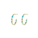 Bloom Mini Hoop Earrings in Light Blue Enamel Gold
