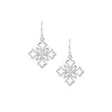 Heirloom Mini Cross Drop Earrings in Silver