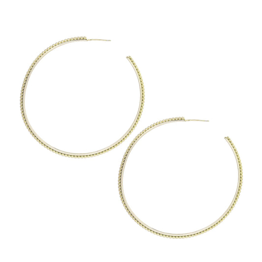 Large Beaded Hoop Earrings Gold