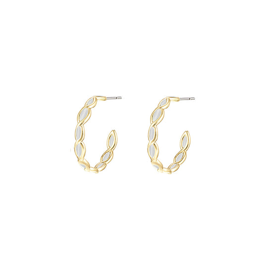 Bloom Mini Hoop Earrings in White Enamel