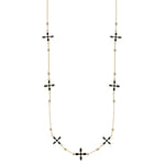 Enamel Cross Station Necklace Black Enamel Gold | 240-BE-G