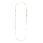 Enamel Cross Station Necklace White Enamel Gold | 240-WE-G