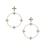 Radiant Beaded Statement Earrings Black Enamel Gold | 245-BE-G