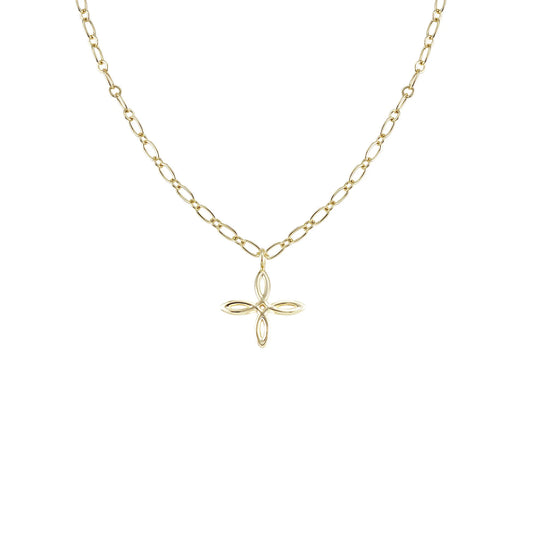 Shes Classic Cross Drop Necklace Gold