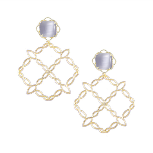 Bloom Statement Earrings in Slate Cat's Eye