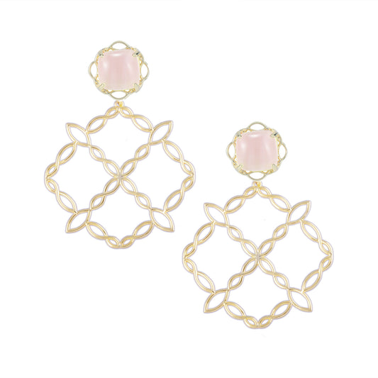 Bloom Statement Earrings in Pink Cat's Eye