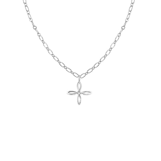 Shes Classic Cross Drop Necklace Silver