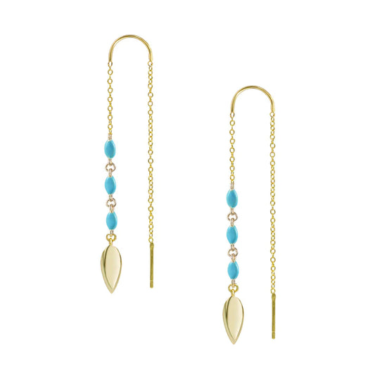 Free Spirit Ear Threaders Turquoise Gold