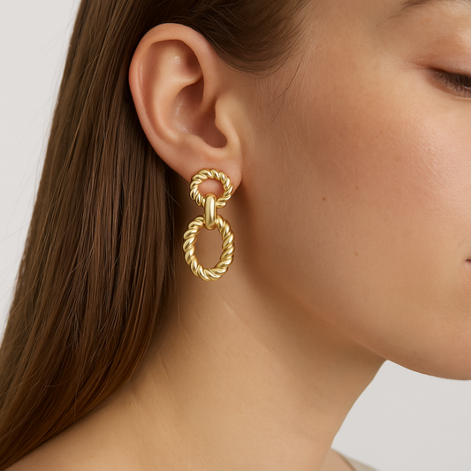 Heirloom Link Earrings in Gold/Silver