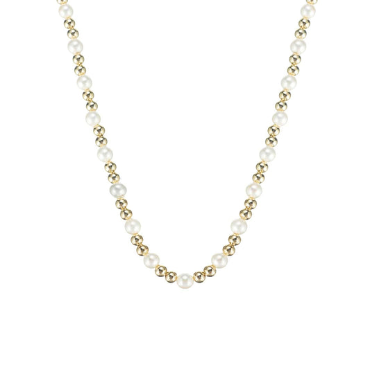 Adorned Pearl Mini Beaded Necklace Gold