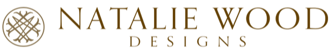 Natalie Wood Designs logo in gold on a white background