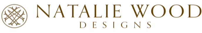 Natalie Wood Designs logo in gold on a white background