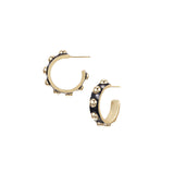 Enchanted Mini Beaded Hoop Earrings in Black/Gold