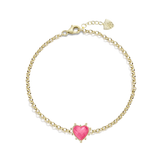 Adorned Heart Bracelet in Pink Enamel
