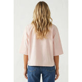 Boxy Half Sleeve Button Up Shirt: Peach / S