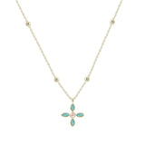 Radiant Cross Drop Necklace in Aqua