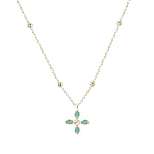 Radiant Cross Drop Necklace in Aqua