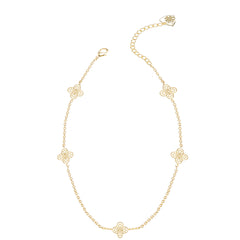 Heritage Mini Cross Station Necklace in Gold
