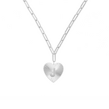 Adorned Heart Initial Necklace in Silver