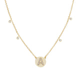 Shine Bright Circle Initial Necklace Gold Cubic Zirconia B
