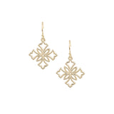Heirloom Mini Cross Drop Earrings in Gold