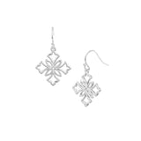 Heirloom Mini Cross Drop Earrings in Silver