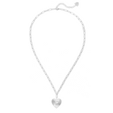Adorned Heart Initial Necklace in Silver