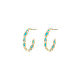 Bloom Mini Hoop Earrings in Light Blue Enamel Gold