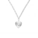 Adorned Heart Initial Necklace in Silver