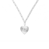 Adorned Heart Initial Necklace in Silver