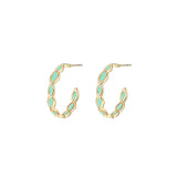 Bloom Mini Hoop Earrings in Mint Enamel Gold