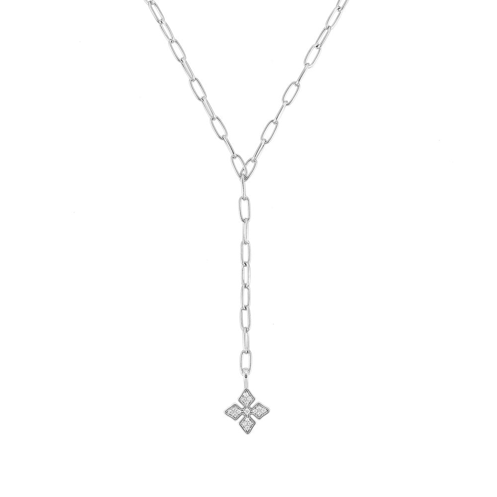 Shine Bright Cross Lariat Necklace in Silver