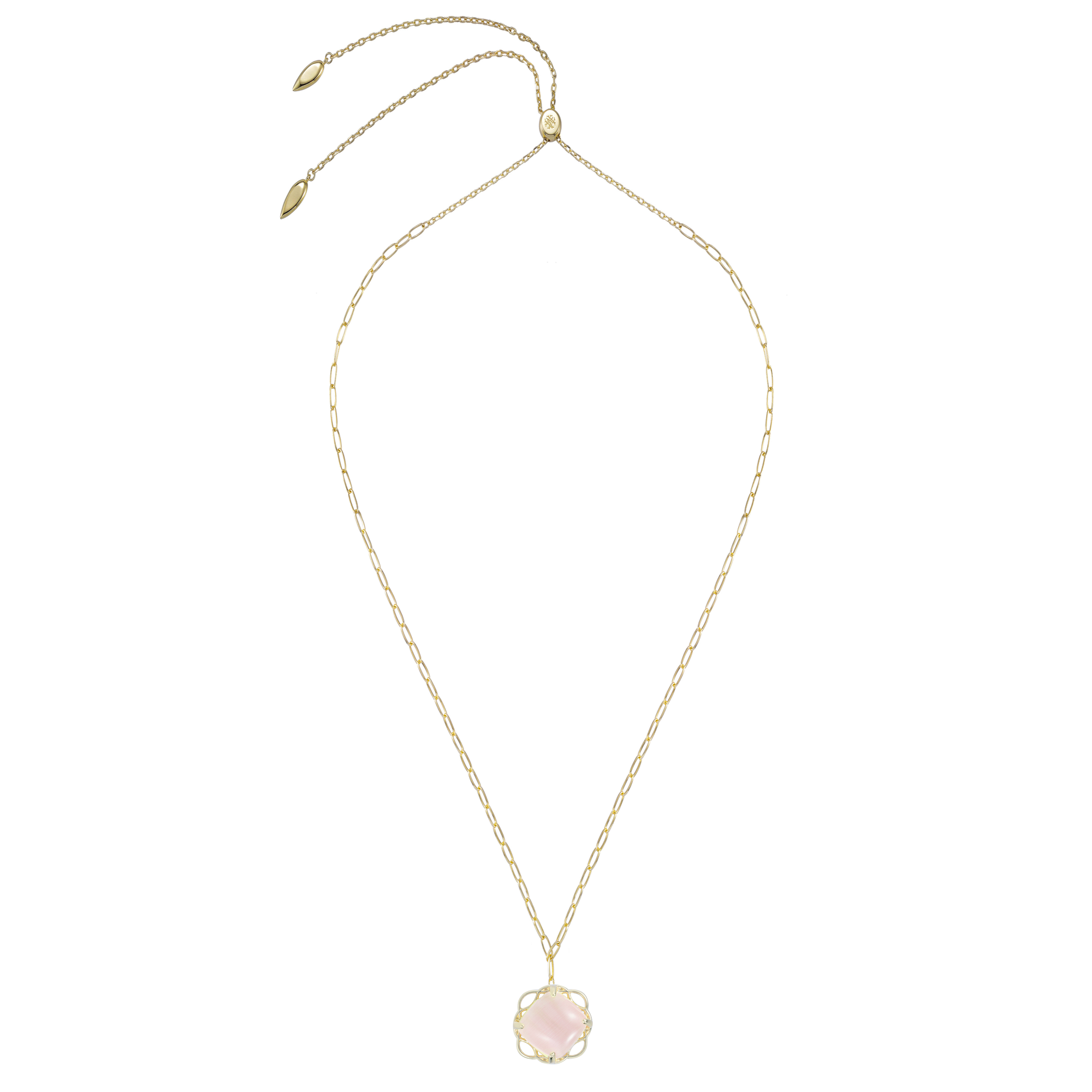 Shes A Gem Adjustable Necklace Pink Cats Eye/Gold