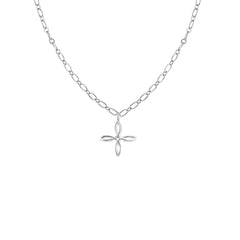 Shes Classic Cross Drop Necklace Silver