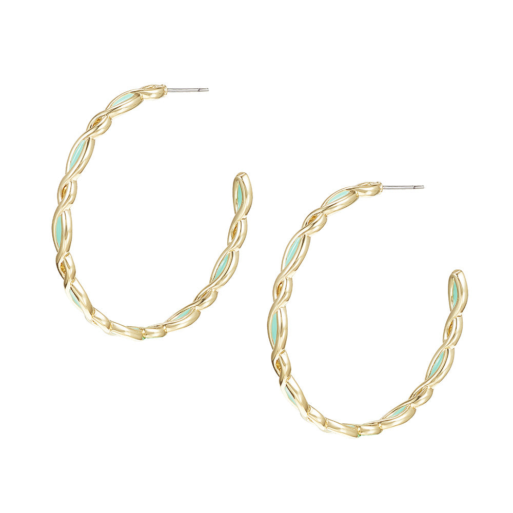 Bloom Hoop Earrings in Mint Enamel