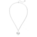 Adorned Heart Initial Necklace in Silver