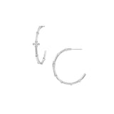 Legacy Cross Hoop Earrings in Silver