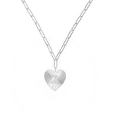 Adorned Heart Initial Necklace in Silver