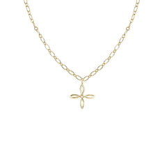 Shes Classic Cross Drop Necklace Gold