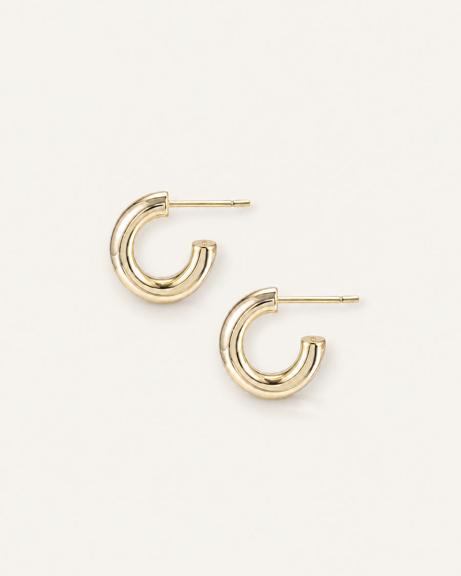 Gold Just Dance Mini Tube Hoop Earrings by Natalie Wood Designs