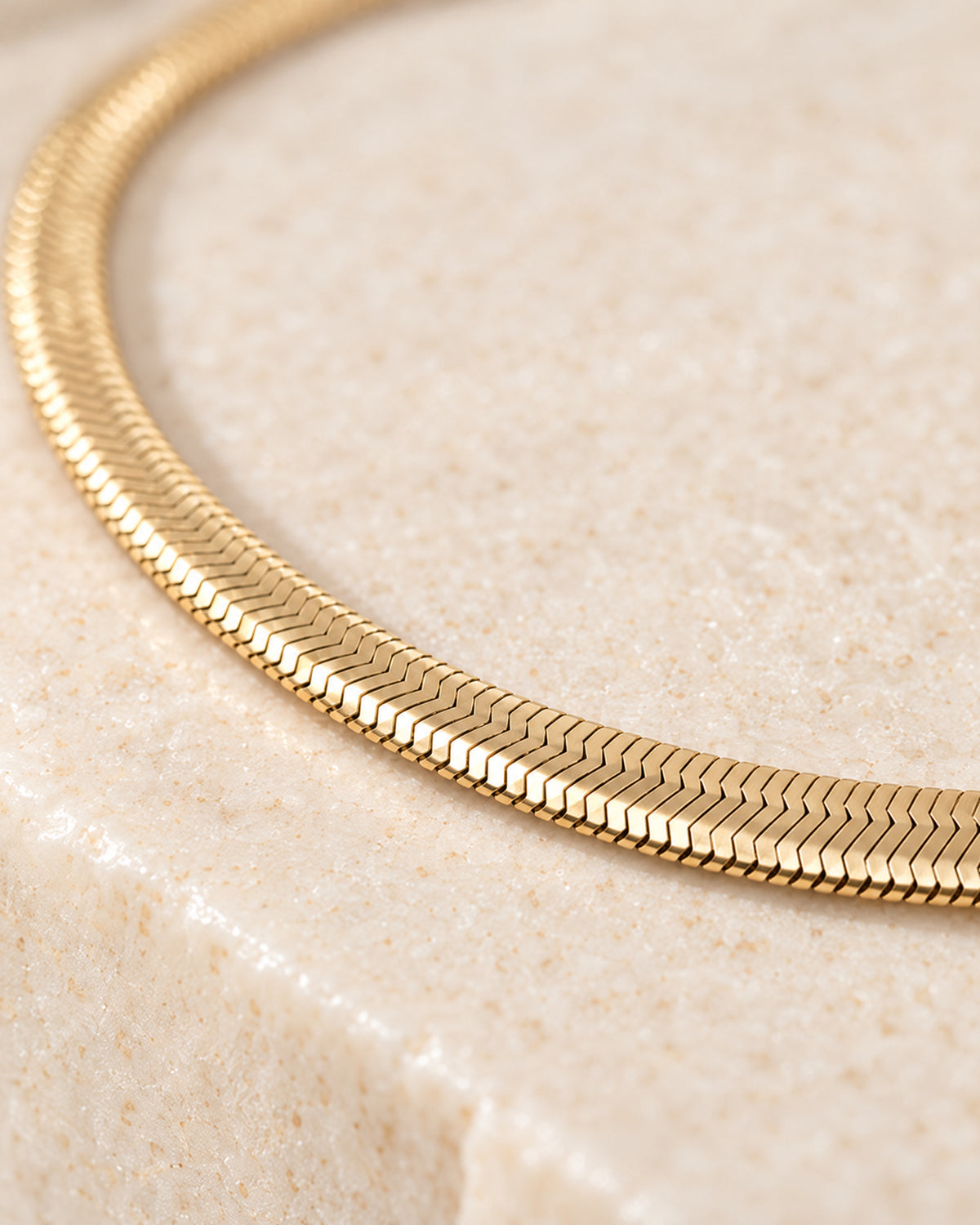 Close-up detail of the Snake Chain Necklace