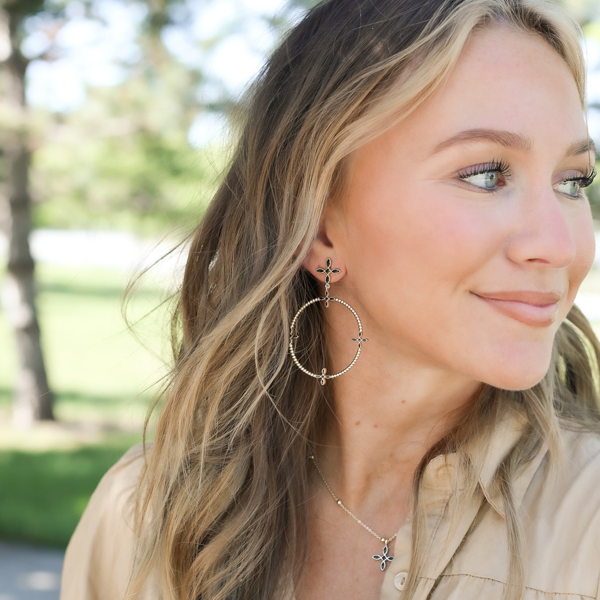 Radiant Beaded Statement Earrings White