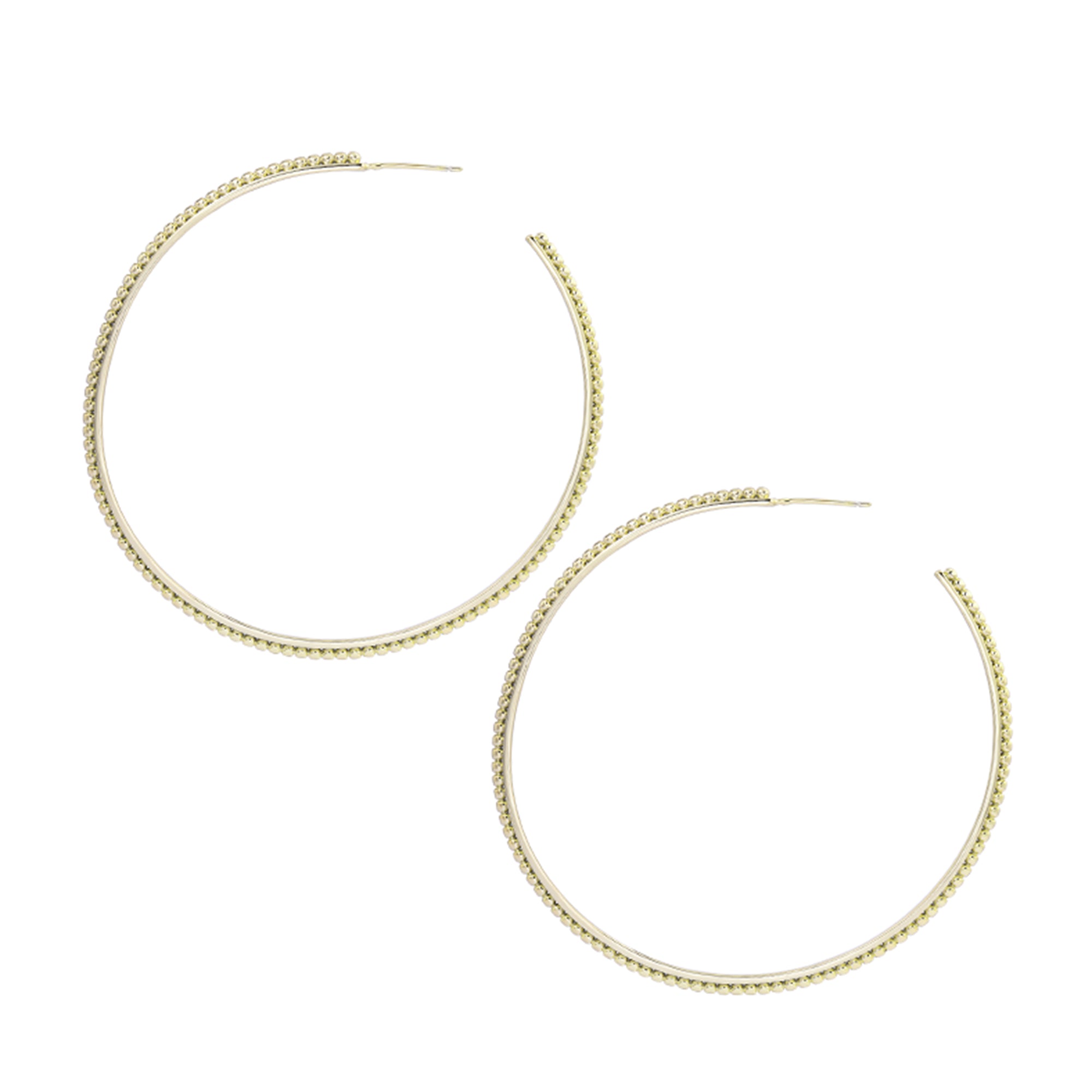 Large Beaded Hoop Earrings in Gold