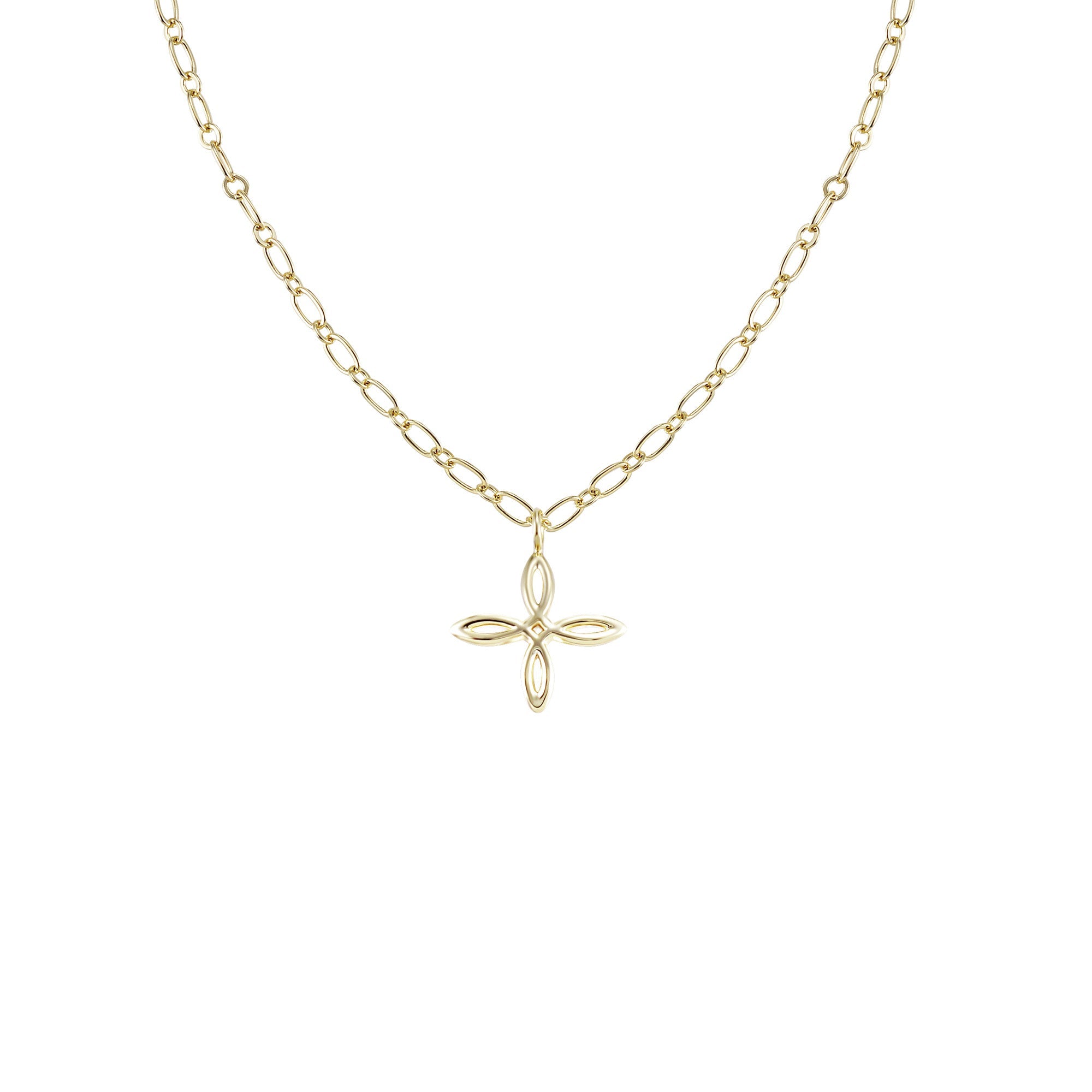 She's Classic Cross Drop Necklace in Gold